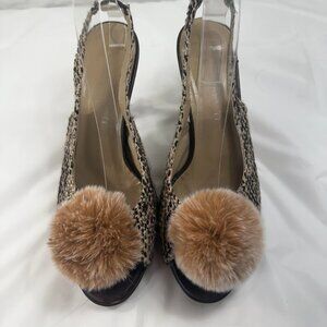 Via Condotti tweed heels with pom poms size 8